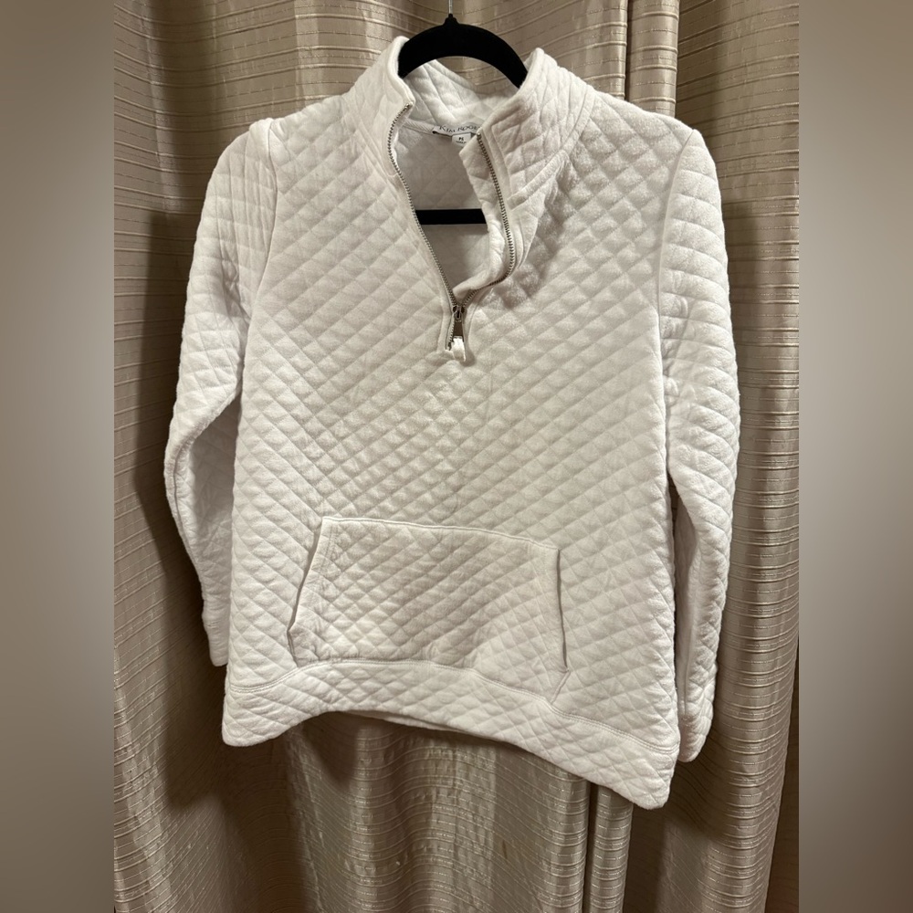 Kim Rogers Cream Quilted Half-Zip Pullover
